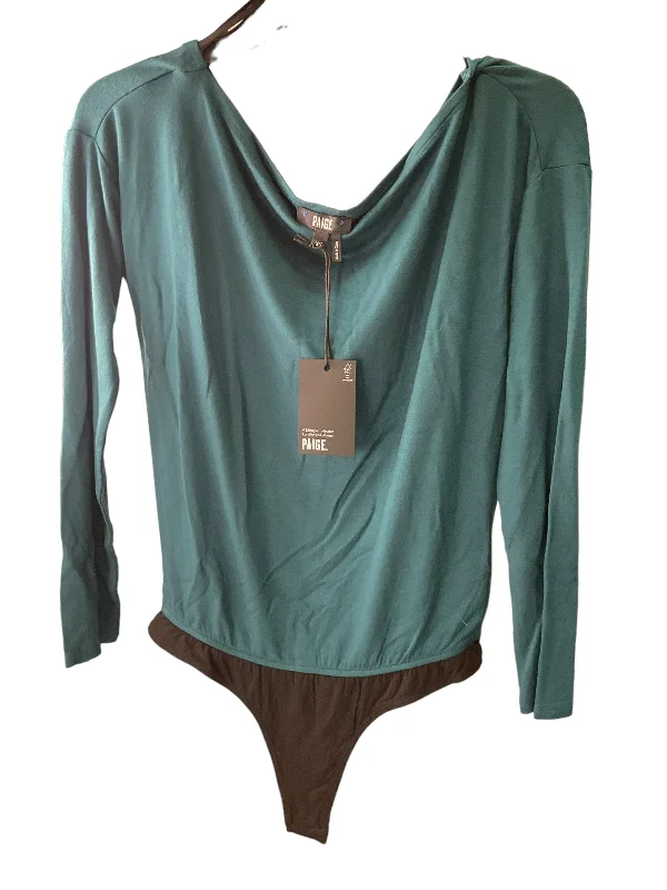 Women's Puff Sleeve Blouses-Teal Top Long Sleeve Designer Paige, Size Xs