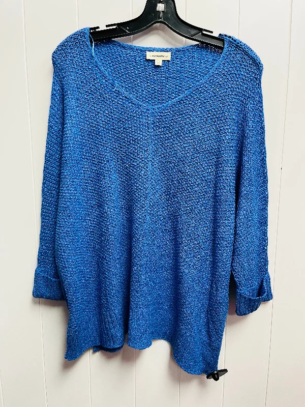 Women's Low-Waisted A-Line Pullovers-Sweater By Eesome In Blue, Size: M