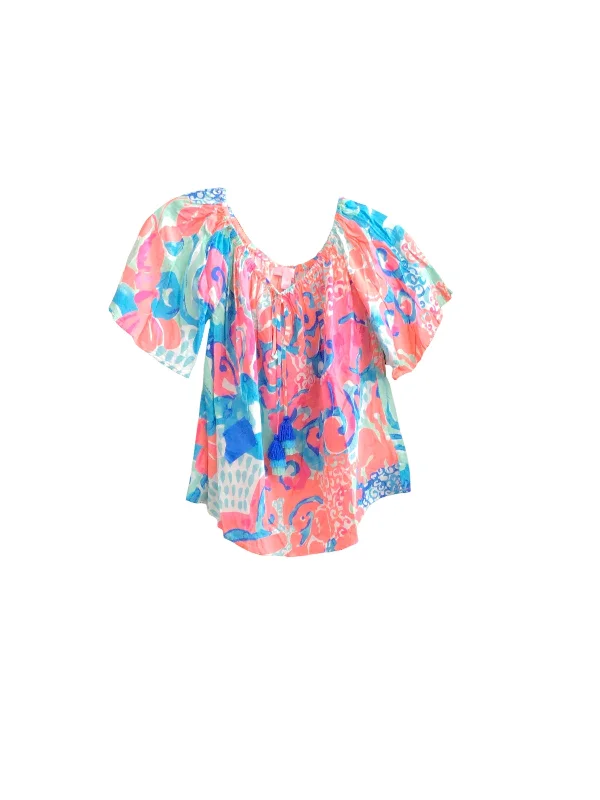 Women's Chiffon Shirts-Top Short Sleeve Designer By Lilly Pulitzer  Size: Xs