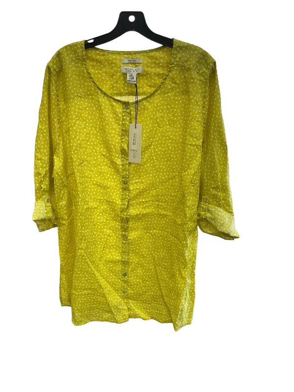 Women's Tie-Neck Blouses-Top Long Sleeve Designer By Rachel Zoe In Lime Green, Size: 26