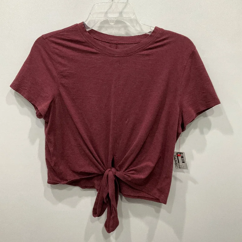 Women's Sheer Lace Blouses-Top Short Sleeve By Lululemon In Maroon, Size: 6