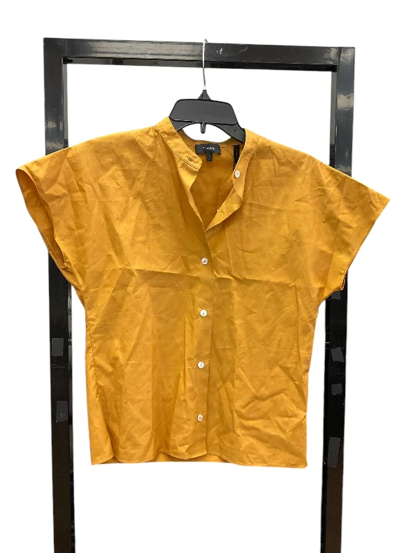 Women's Ruffle Hem Shirts-Top Short Sleeve By Theory In Yellow, Size: S