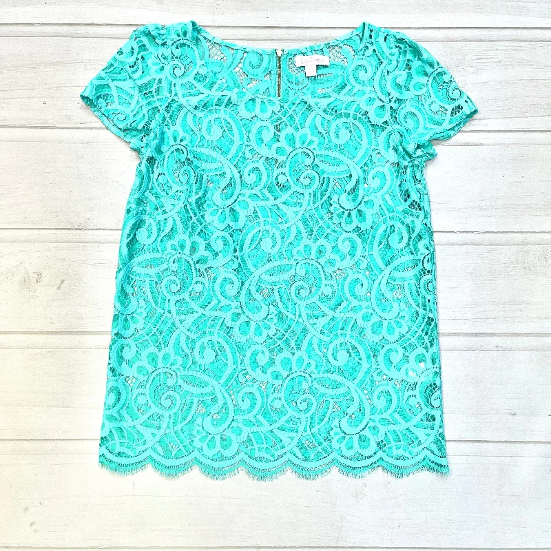 Women's Embroidered Blouses-Top Short Sleeve Designer By Lilly Pulitzer  Size: Xs