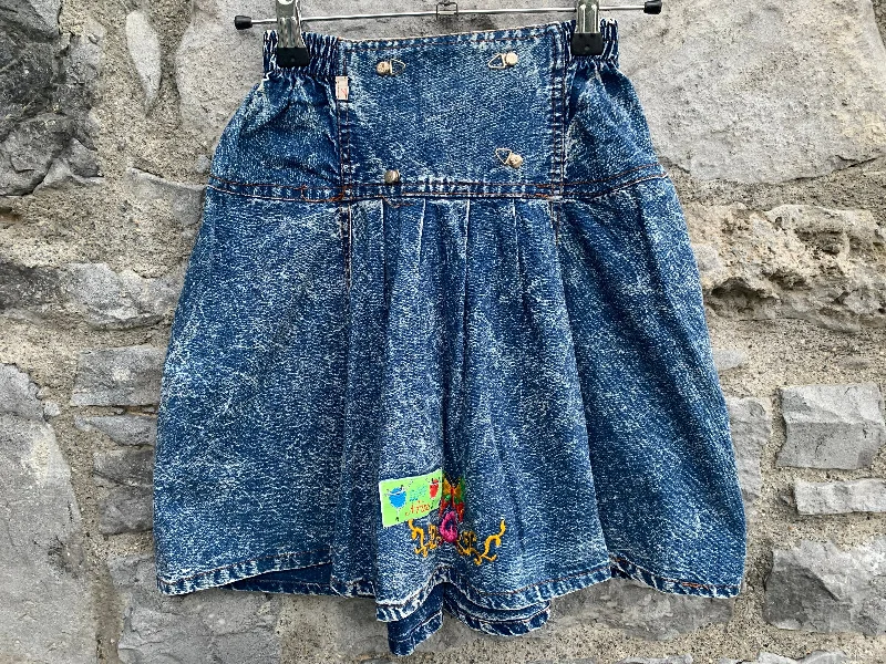 Women's Silk Skirts-80s denim washed out skirt  10-11y (140-146cm)