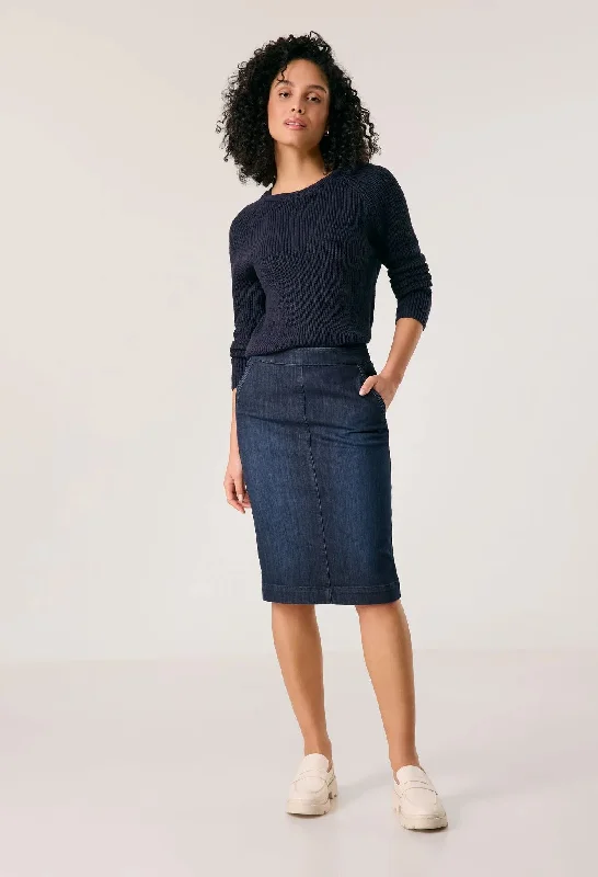 Women's Zip-Up Skirts-Denim pencil skirt