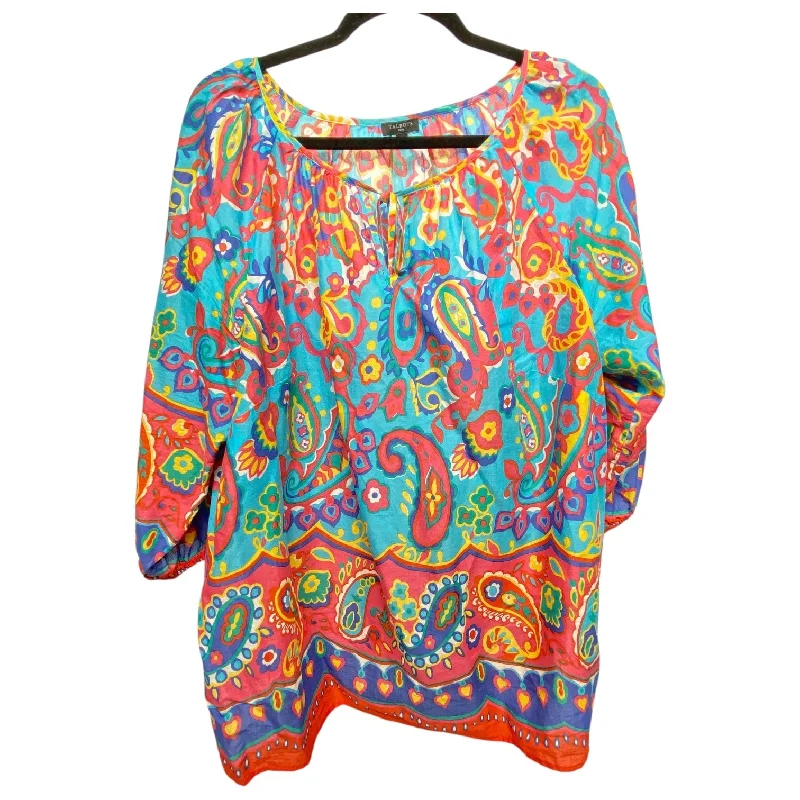 Women's Peasant Tops-Top Long Sleeve By Talbots In Multi-colored, Size: Xl