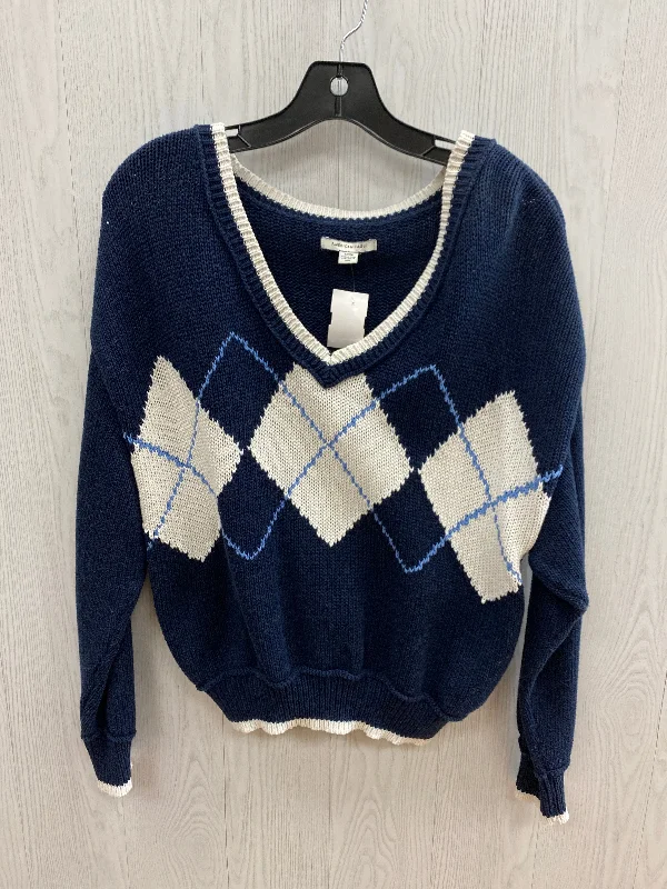 Women's Ribbed Pleated Pullovers-Sweater By American Eagle In Blue, Size: S