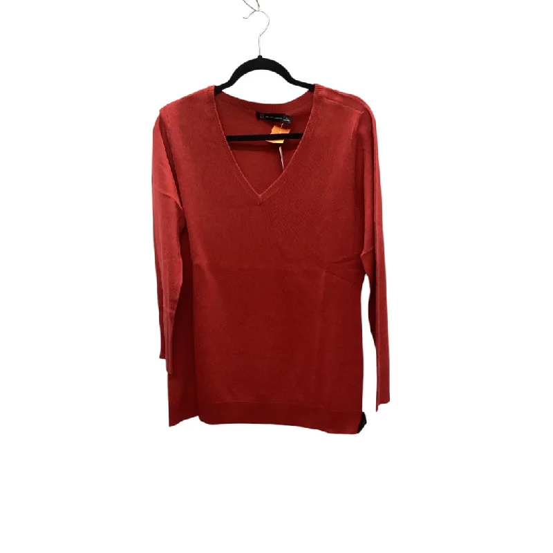 Women's Double Layer Blouses-Top Long Sleeve Basic By New York And Co In Red, Size: L