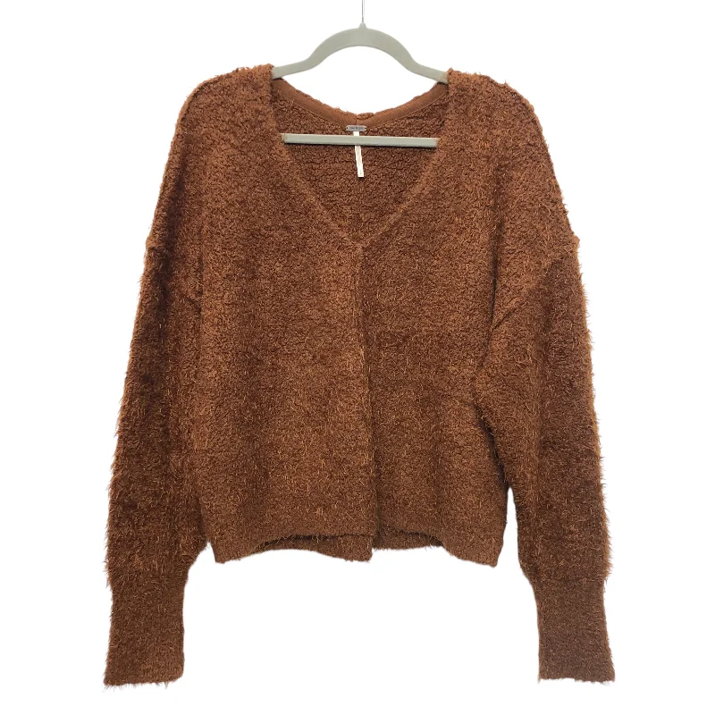 Women's Zip-Up Pencil Pullovers-Sweater By Free People In Brown, Size:S