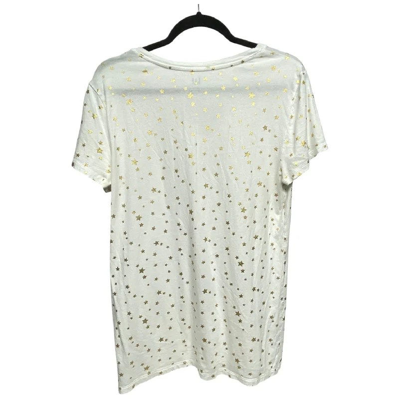 Women's Lace-Up Blouses-Top Short Sleeve By Gap In White, Size: L