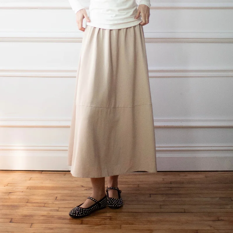 Women's Satin Floral Skirts-Army Maxi Skirt | Ivory [Final Sale]