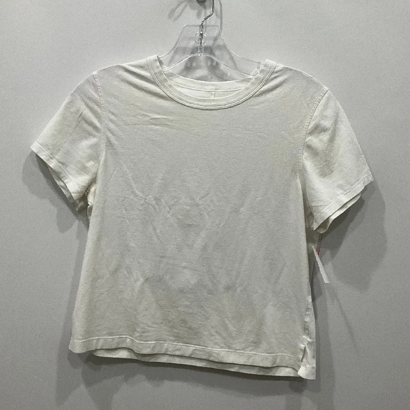 Women's Puff Shoulder Blouses-Top Short Sleeve By Lululemon In White, Size: 4