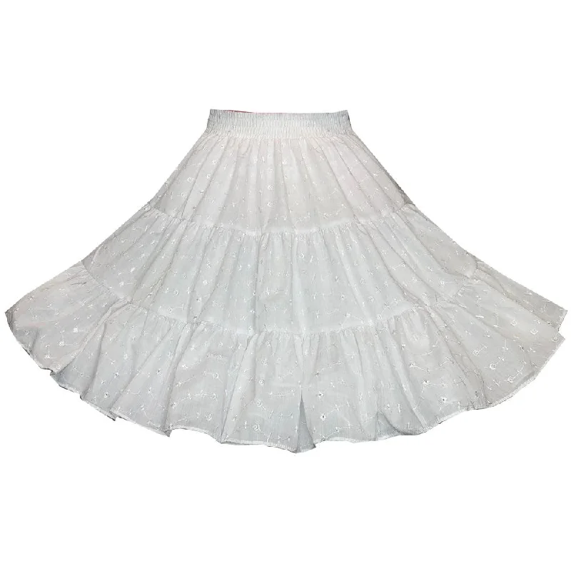 Women's Striped Skirts-3 Tier Eyelet Square Dance Skirt