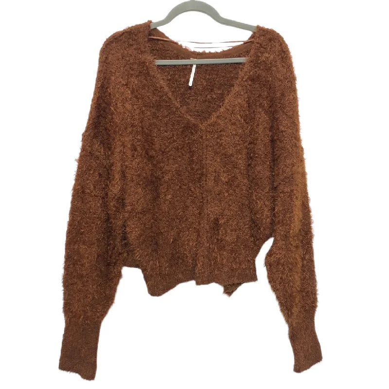 Women's Textured Ruffle Pullovers-Sweater By Free People In Brown, Size:M