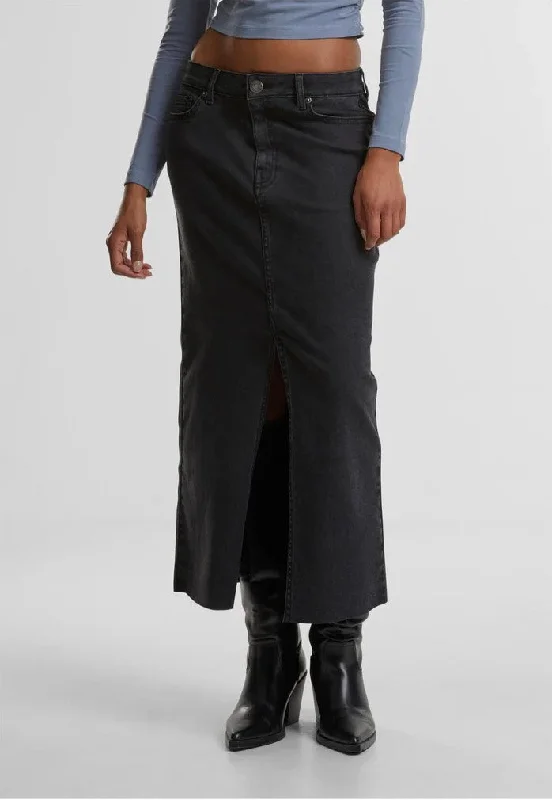 Women's Business Skirts-Urban Classics - Ladies High Slit Black Washed - Skirt