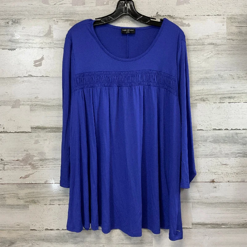 Women's Puff Sleeve Blouses-Top Long Sleeve By Lane Bryant In Blue, Size: 3x