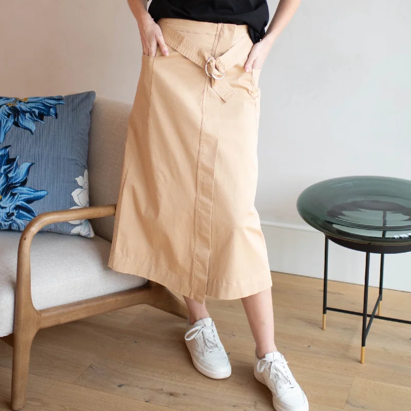 Women's Silk Ruffle Skirts-Ana Utility Skirt | Beige [Final Sale]