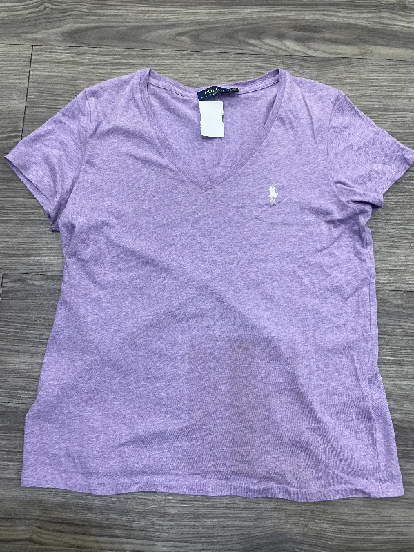 Women's V-Neck Blouses-Top Short Sleeve By Polo Ralph Lauren In Purple, Size: M