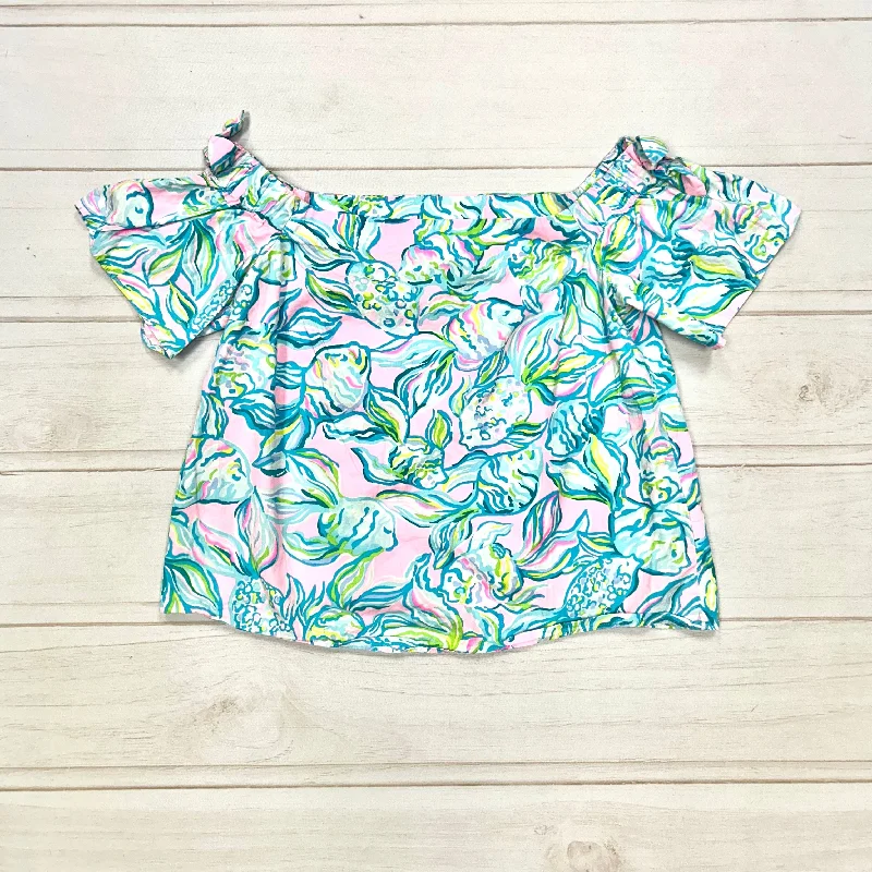 Women's Casual Blouses-Top Short Sleeve Designer By Lilly Pulitzer  Size: S