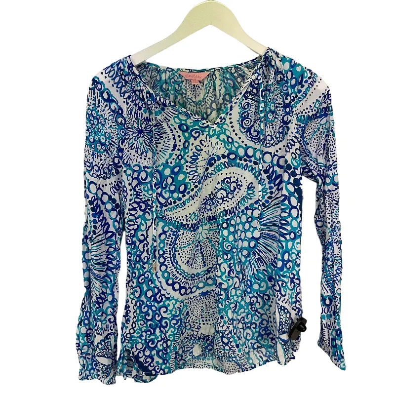 Women's Animal Print Shirts-Top Long Sleeve Designer By Lilly Pulitzer  Size: Xs