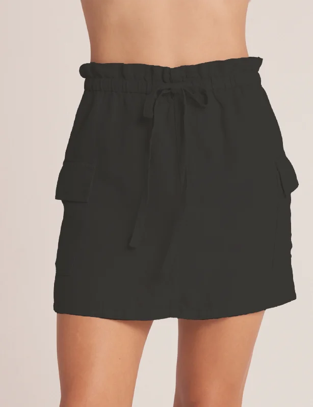 Women's Tulle Pleated Skirts-Posey Cargo Mini Skirt, Black