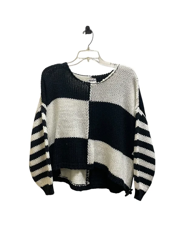 Women's Striped Pullovers-Sweater By Altard State In Black & White, Size: 1x