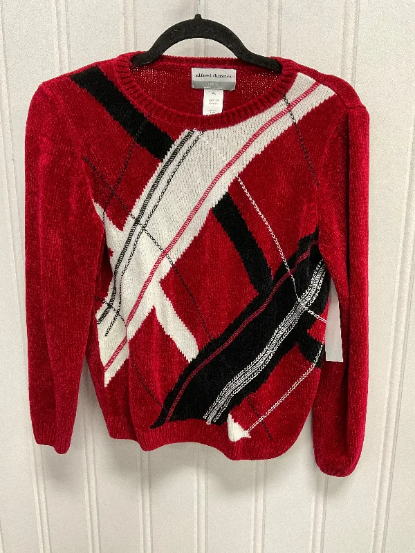 Women's Shawl Collar Pullovers-Sweater By Alfred Dunner In Red & White, Size:Sp