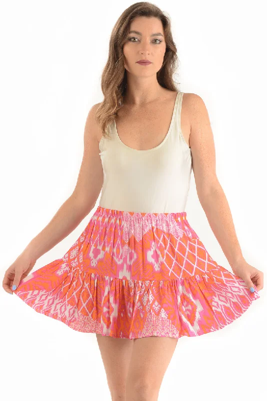 Women's Vacation Skirts-Boho Skirt / Flamingo