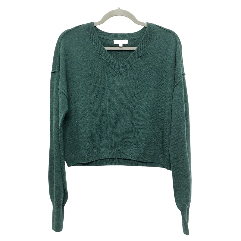 Women's Zip-Up Pleated Pullovers-Sweater By A Loves A In Green, Size:M