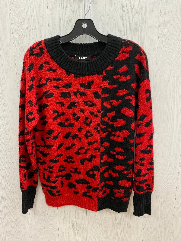 Women's Shimmer A-Line Pullovers-Sweater By Dkny In Black & Red, Size: Xs