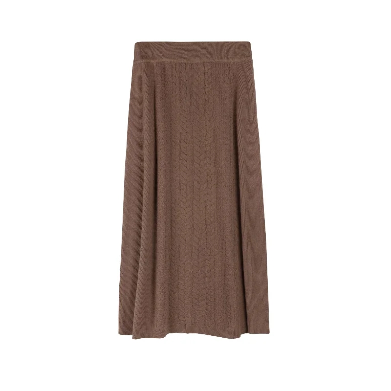 Women's Work Skirts-Sweater Knit Skirt | Brown [Final Sale]