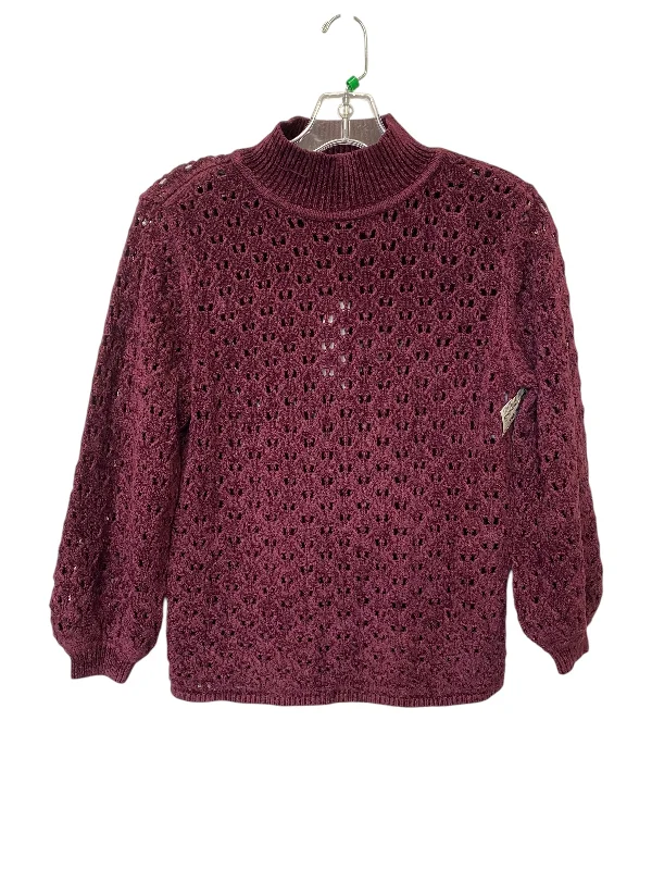 Women's Glitter Floral Pullovers-Sweater By White House Black Market In Maroon, Size: M