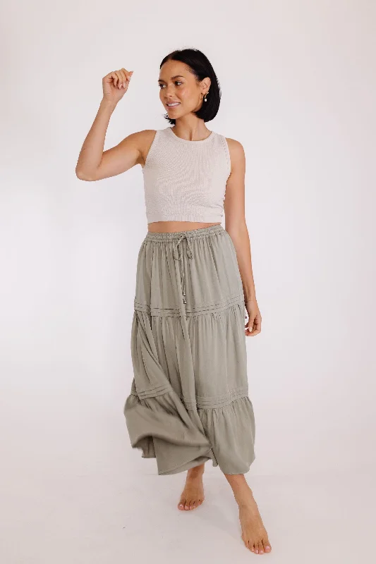 Women's Fringe Skirts-Easy Breezy Skirt in Olive