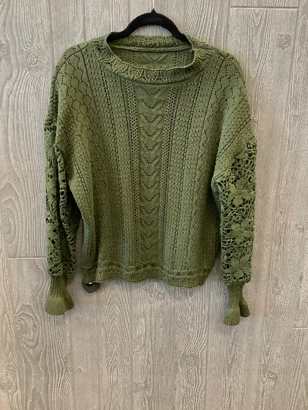 Women's Thermal Ruffle Pullovers-Sweater By Clothes Mentor In Green, Size: L