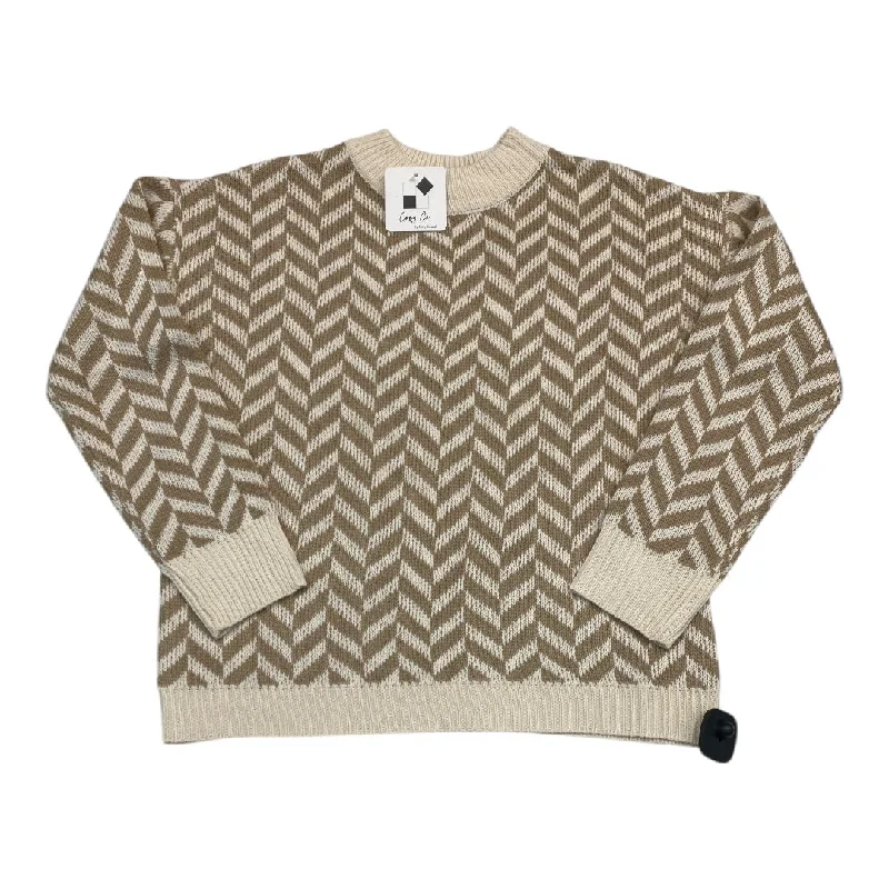 Women's Hiking Pullovers-Sweater By COZY CO In Brown & Cream, Size:S