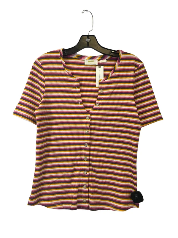 Women's Striped Shirts-Top Short Sleeve Designer By Maeve  Size: M