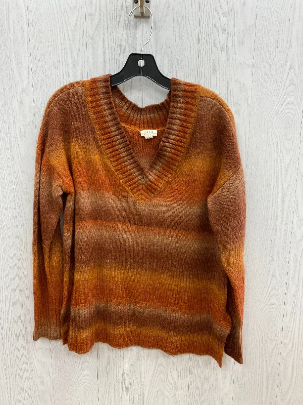 Women's Abstract Pullovers-Sweater By Ana In Orange, Size: L