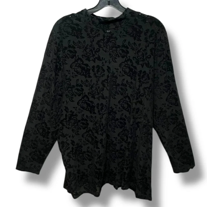 Women's Crocheted Shirts-Top Long Sleeve By Torrid In Black, Size: 28