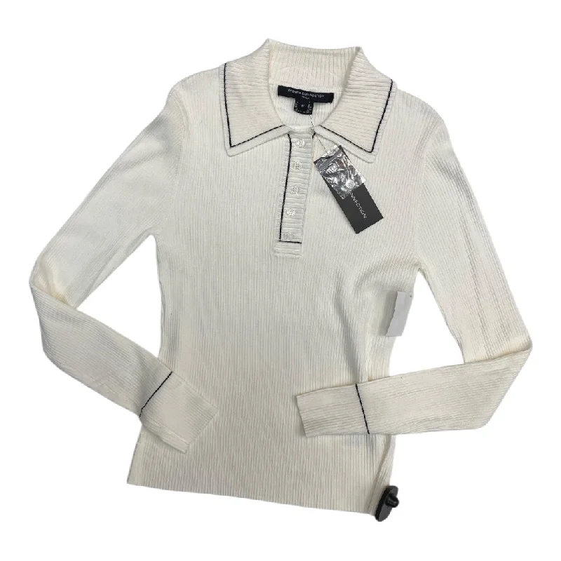 Women's Striped Pullovers-Sweater By French Connection In White, Size:M