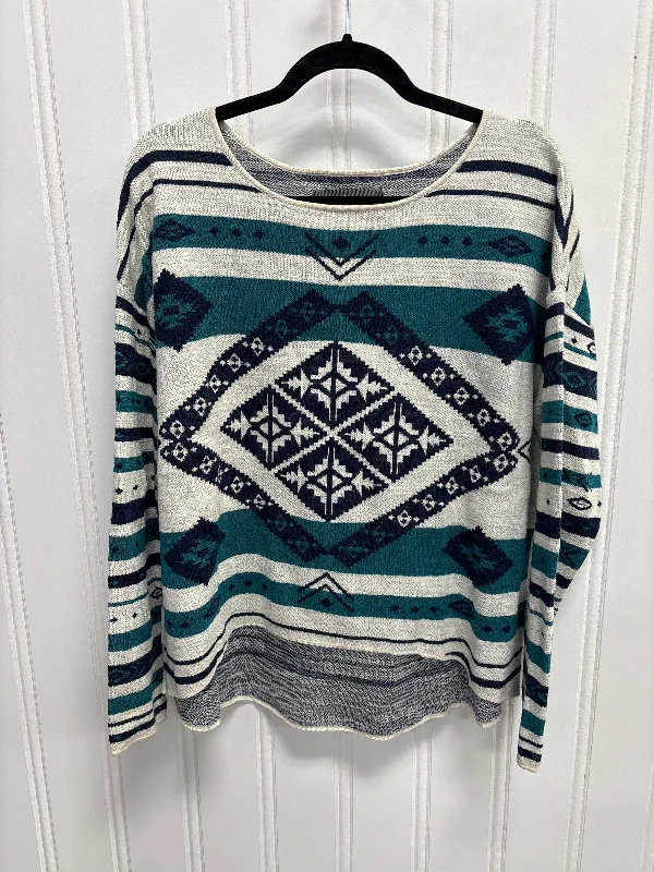 Women's Yoga Pullovers-Sweater By Natural Reflections In Blue & White, Size: L