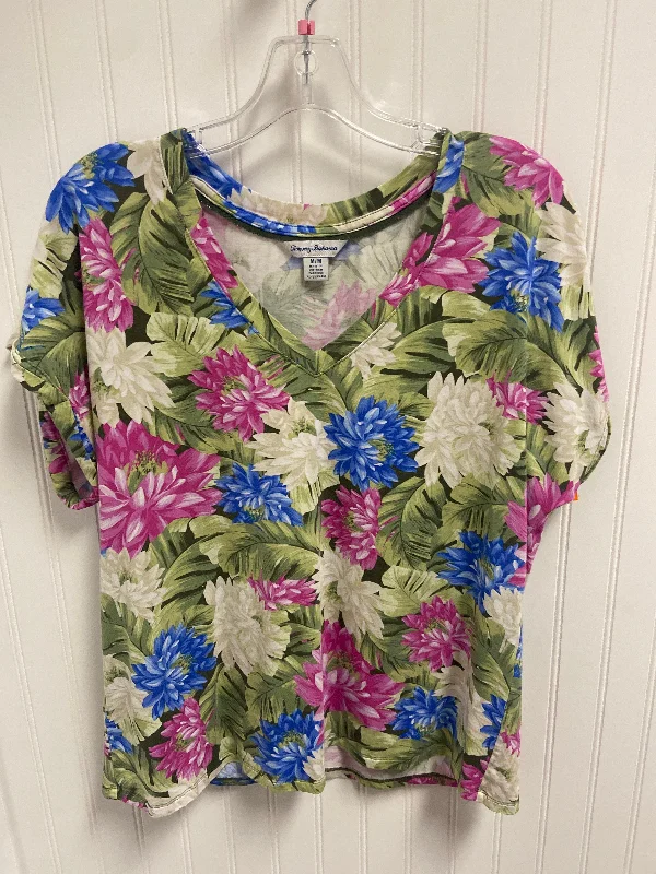 Women's Sleeveless Blouses-Top Short Sleeve By Tommy Bahama In Floral Print, Size: M