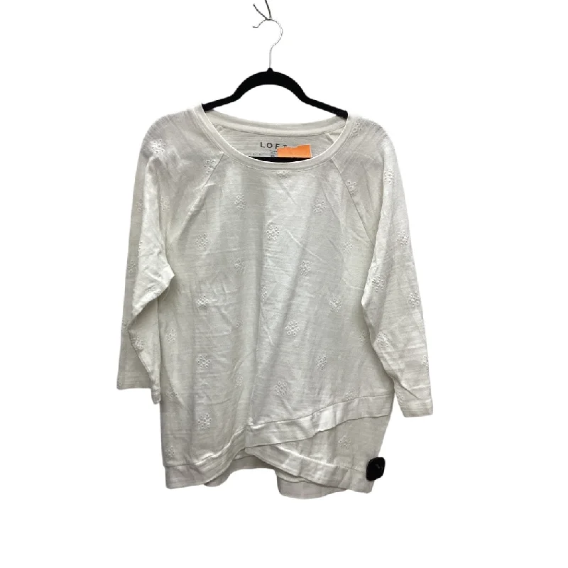 Women's Wrap Tops-Top Long Sleeve By Loft In White, Size: Xl