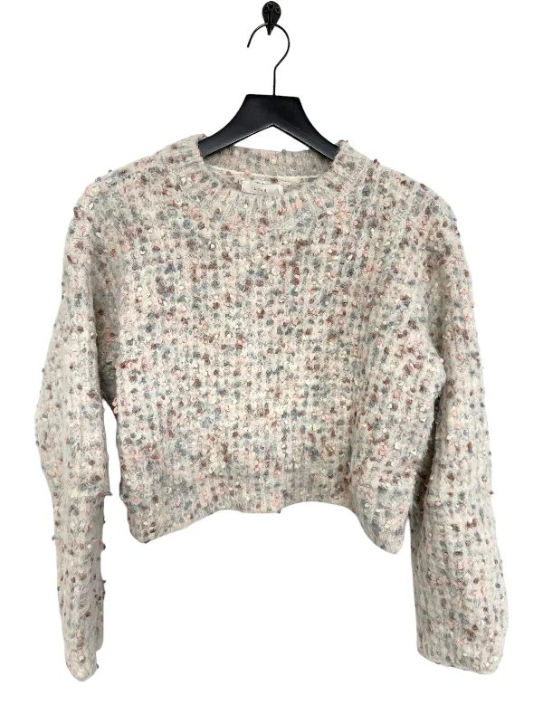 Women's Fleece Floral Pullovers-Sweater By Lush In Pink & Tan, Size: M