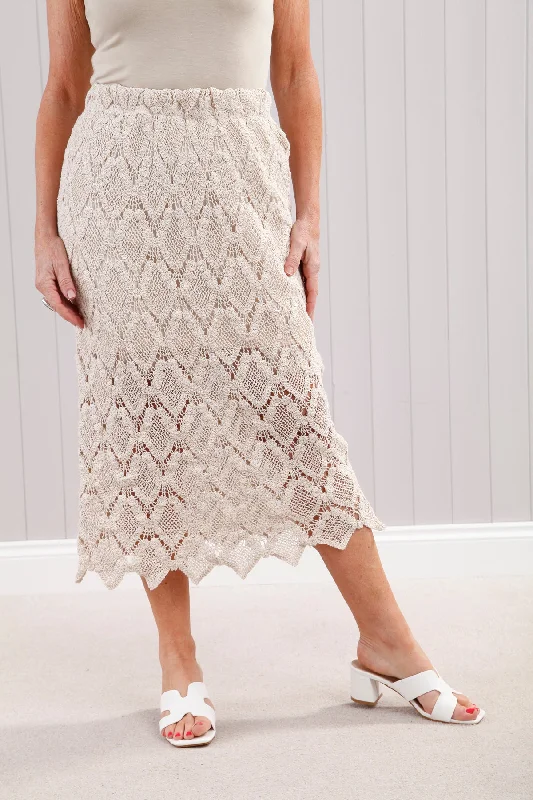 Women's Soft Skirts-Tahiti Crochet Skirt