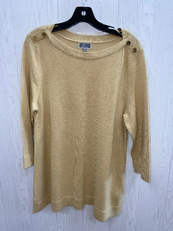 Women's Cotton Pullovers-Sweater By Jm Collections In Gold, Size: L