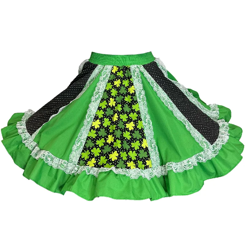 Women's Button-Front Skirts-Lucky Charm Square Dance Skirt