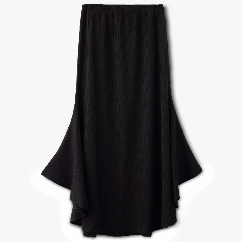 Women's Midi Skirts-Ribbed Wing skirt | Black