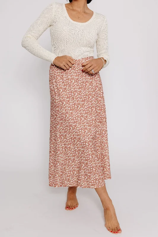 Women's Zip-Up Denim Skirts-Kilkenny Skirt in Clay