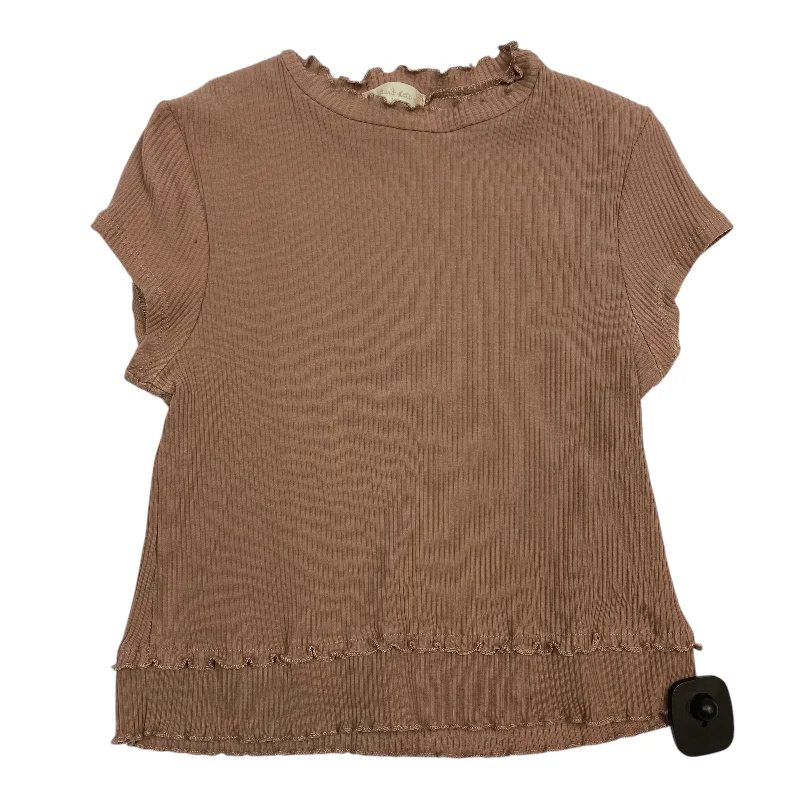 Women's Pleat Front Blouses-Top Short Sleeve By Altard State In Brown, Size: M