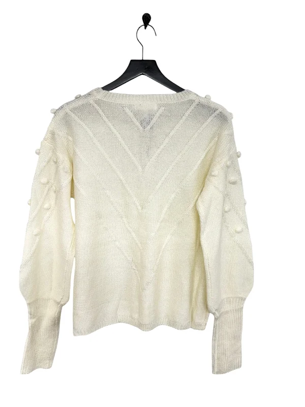 Women's Button-Front Ruffle Pullovers-Sweater By Newbury Kustom In Ivory, Size: L